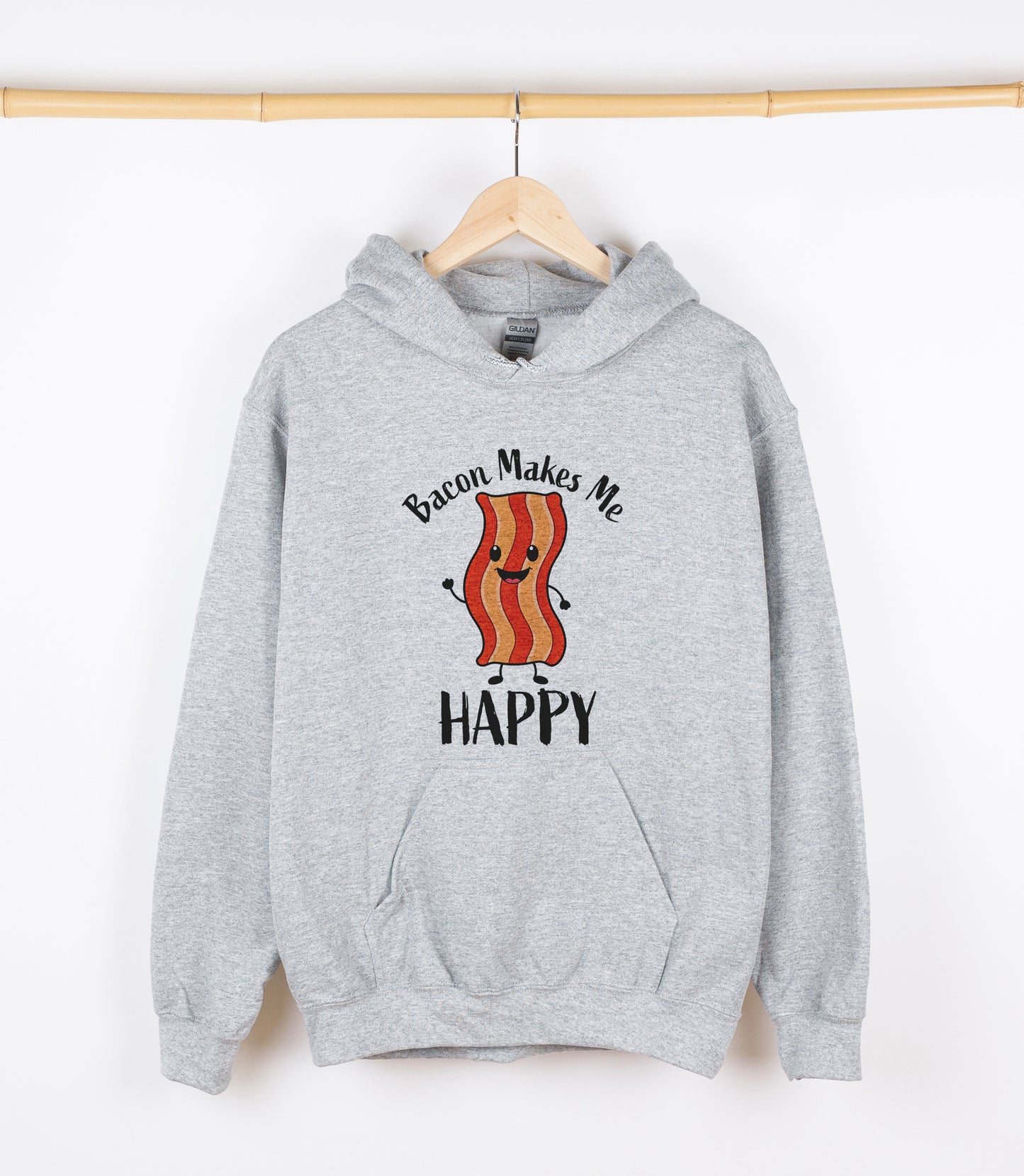 Bacon Makes Me HAPPY Sweatshirt, Crewdie, Hoodie, Full Zip-Up Hoodie