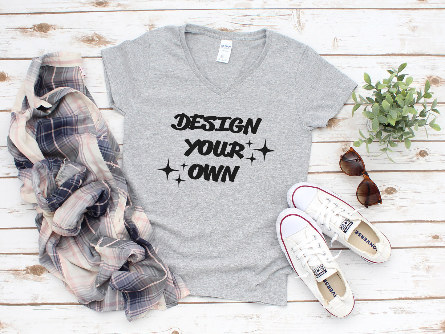 Design Your Own Ladies V-Neck Tee