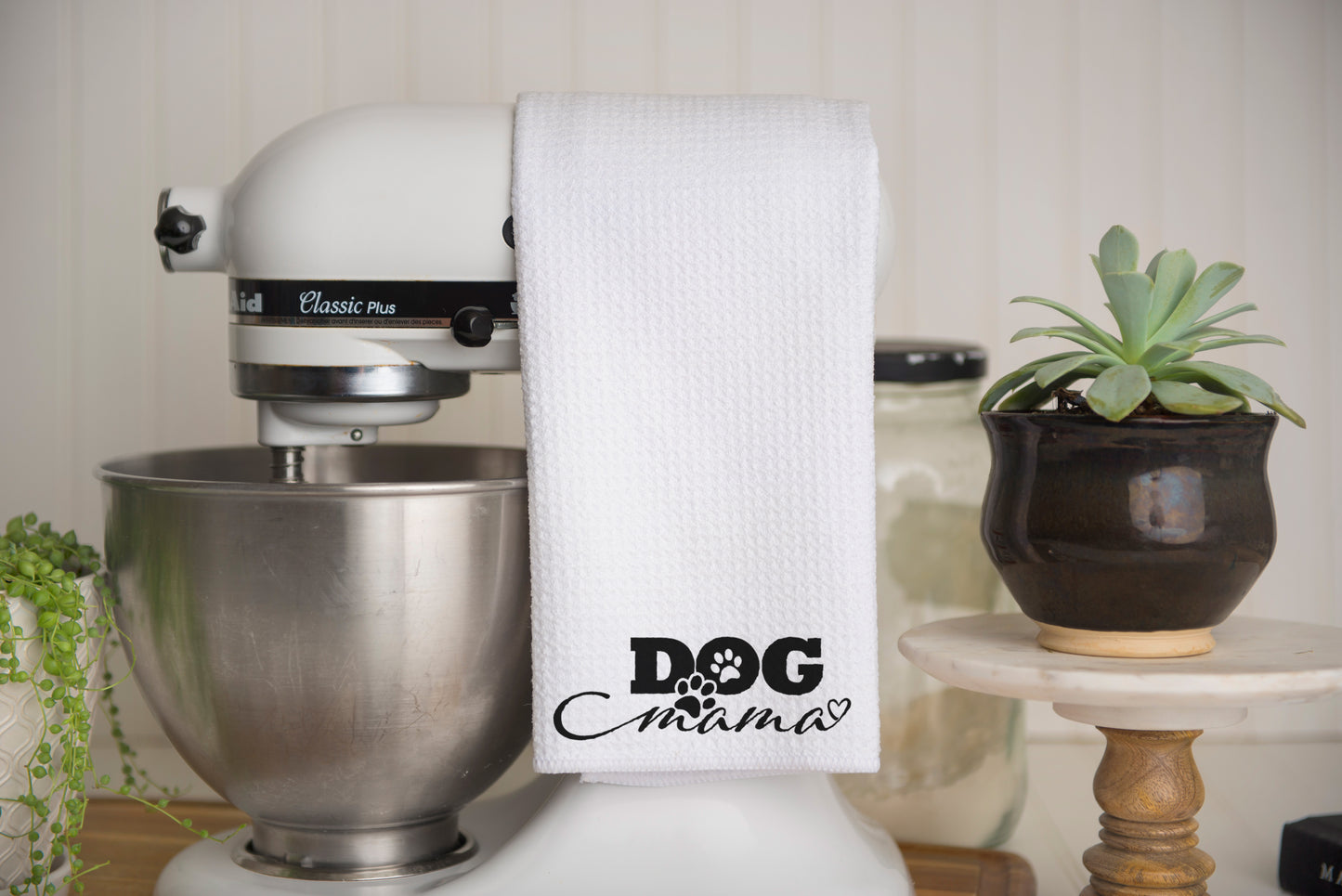 DOG mama Waffle Weave Kitchen Tea Towel – Soft, Absorbent & Stylish