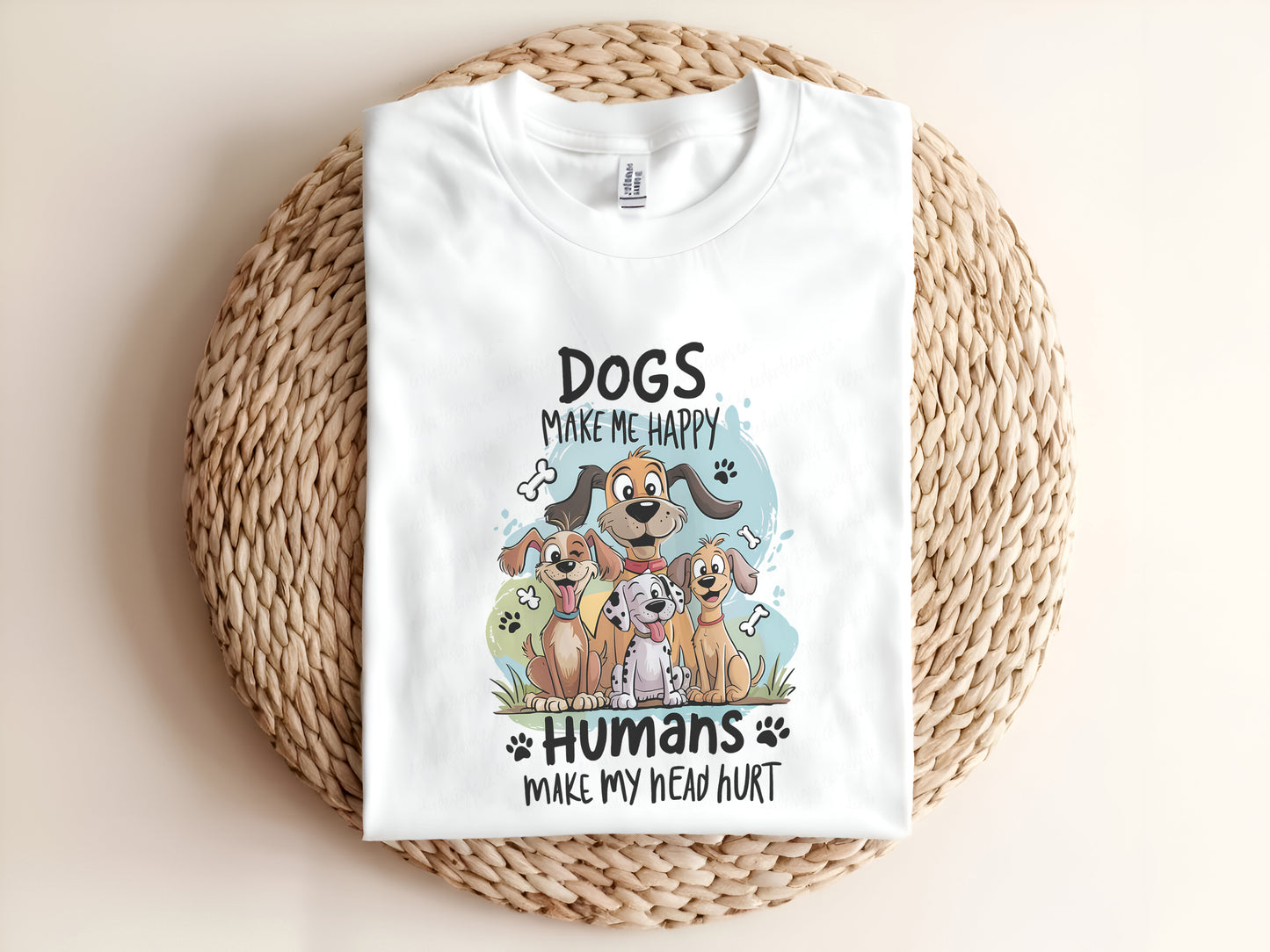 Dogs make me happy humans make my head hurt Adult T-Shirt
