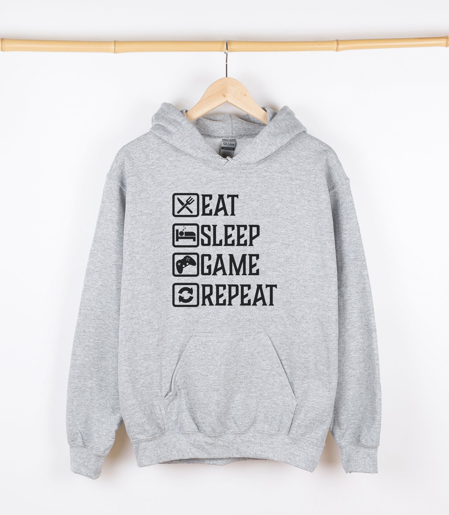 EAT SLEEP GAME REPEAT Sweatshirt, Crewdie, Hoodie, Full Zip-Up Hoodie