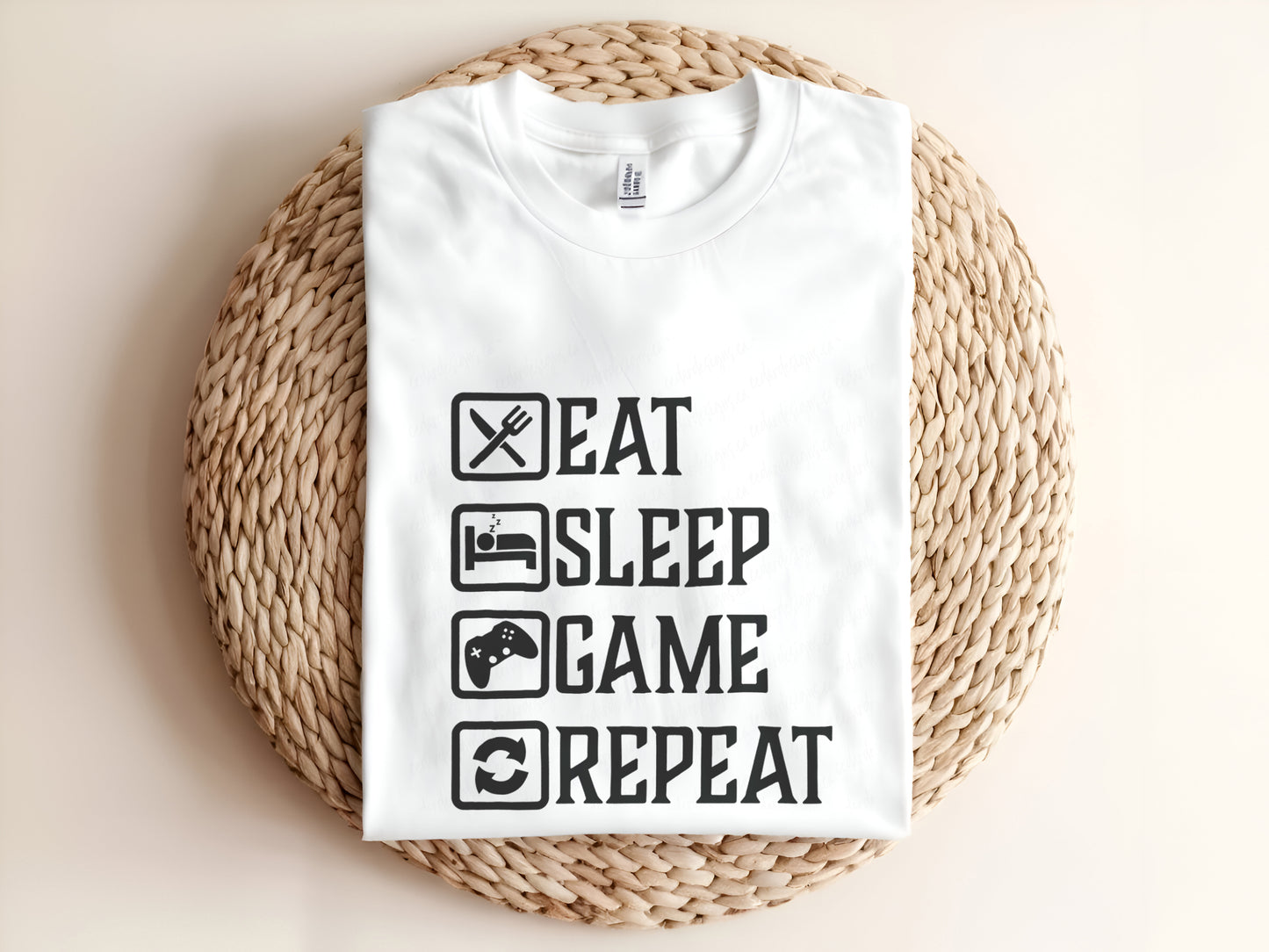 EAT SLEEP GAME REPEAT Adult Graphic Tee