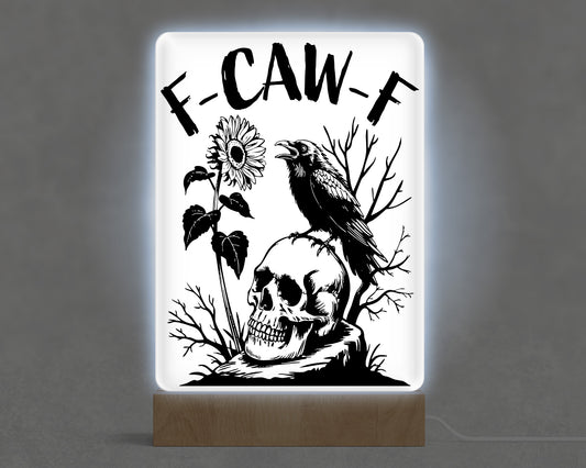 F CAW F Acrylic with Wood Base & USB Light Sign