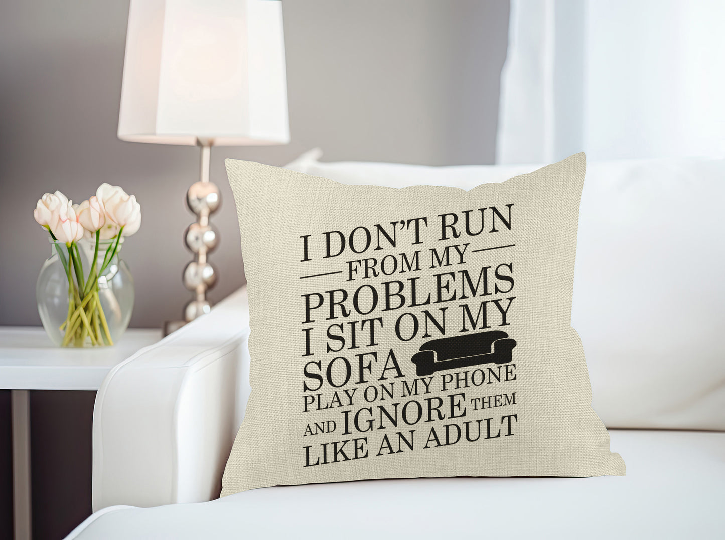 I Don't Run from my Problems Throw Pillow