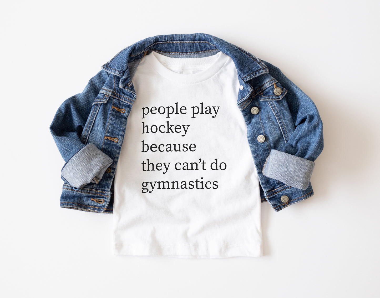 people play hockey because they can’t do gymnastics Trendy Youth T-Shirt , Custom Graphic Tee for Kids, Soft & Stylish