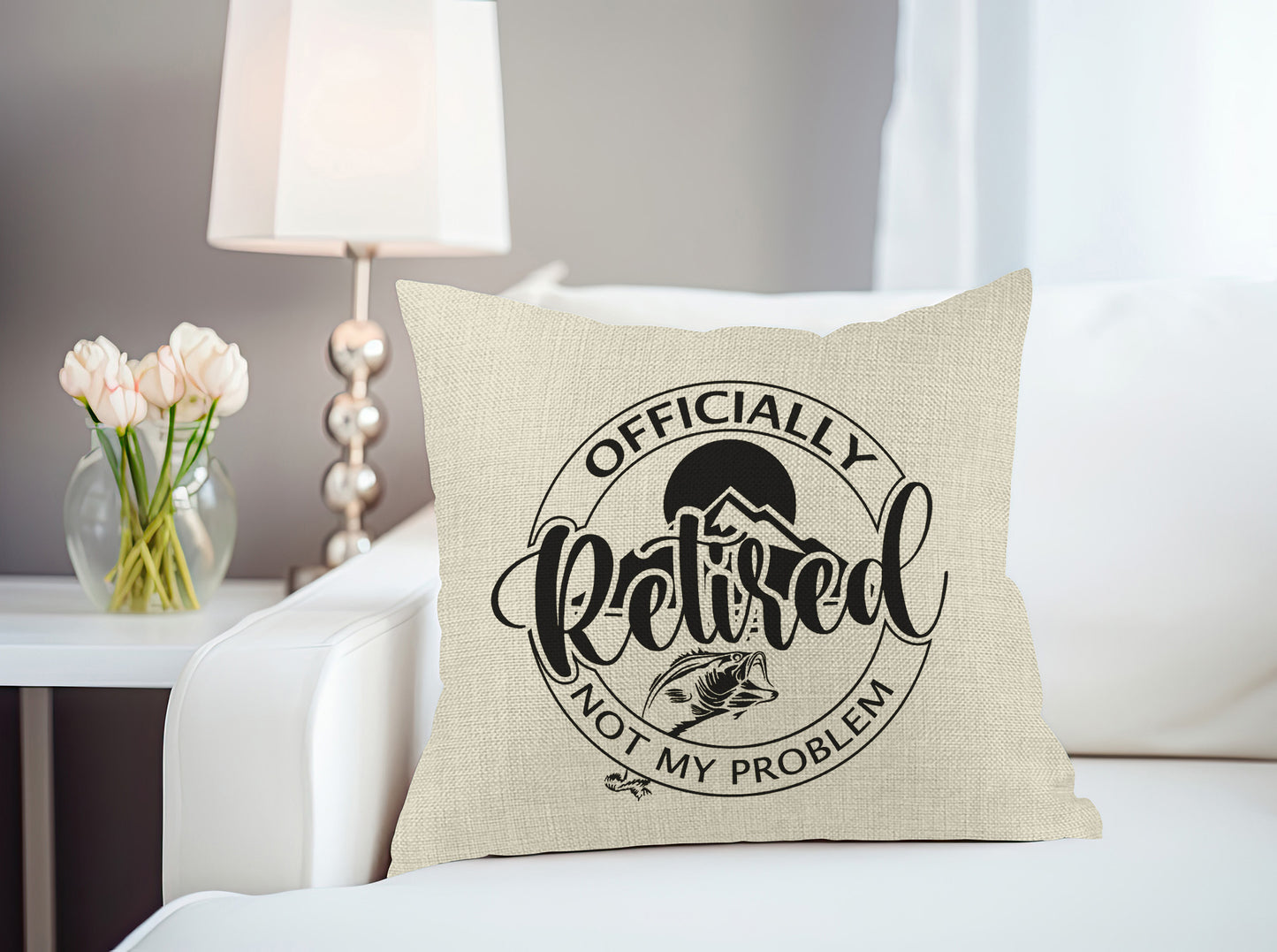Officially Retired Not My Problem Throw Pillow