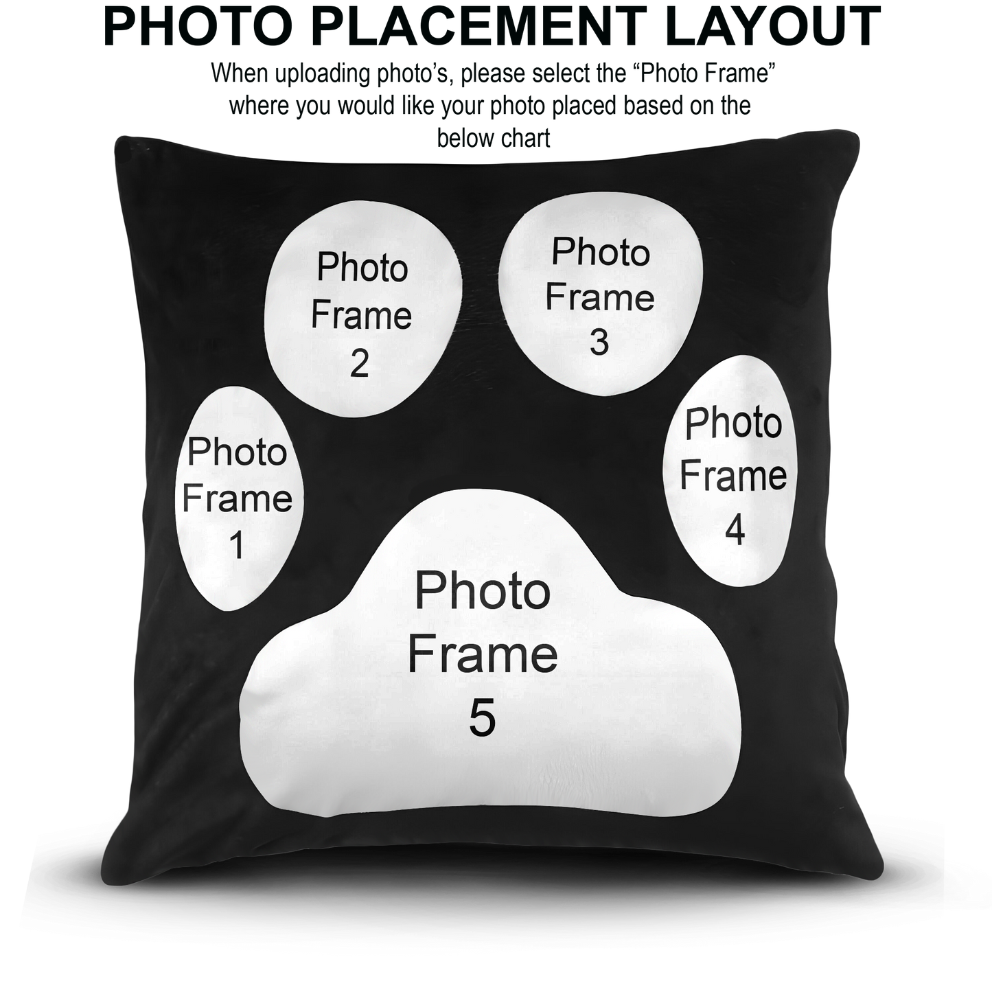 Design Your Own 5 Panel Paw Print Custom Photo Pillow
