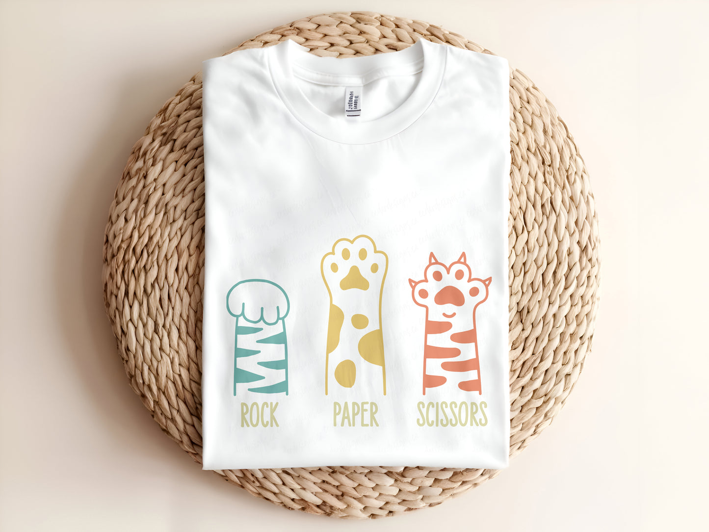Rock Paper Scissors Cat Paw Adult Graphic Tee