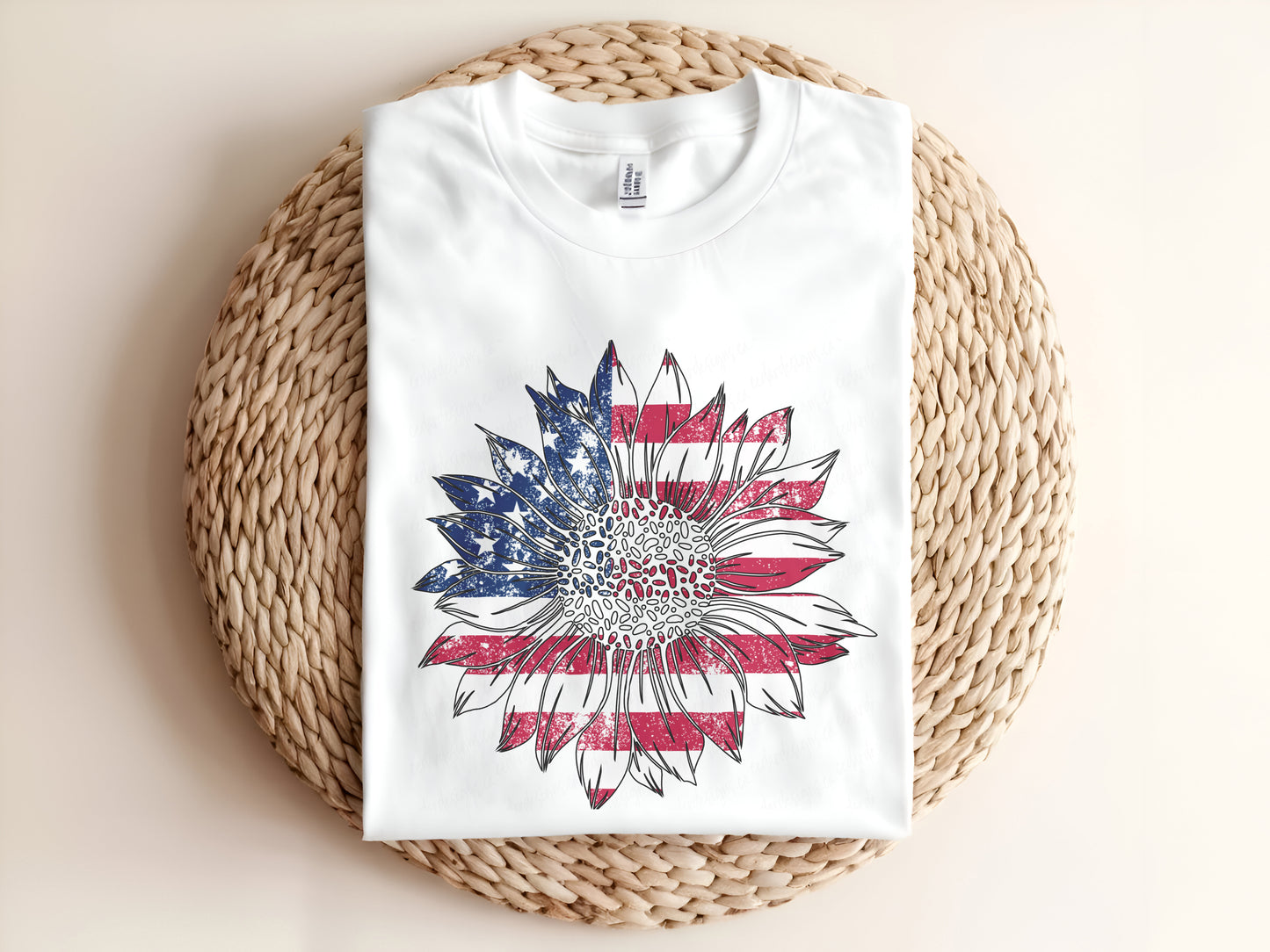 Sunflower USA Flag Adult Graphic Tee
