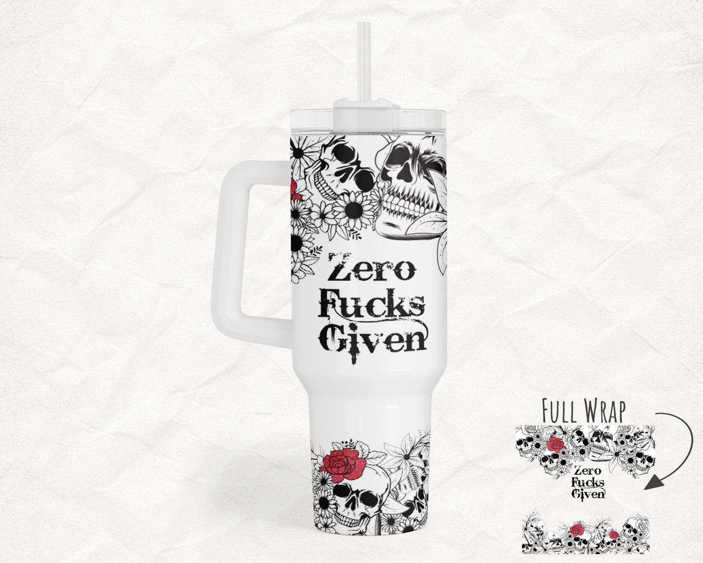 Zero Fucks Given 40oz Everyday Insulated Tumbler with Straw – Durable, Spill-Resistant Travel Cup