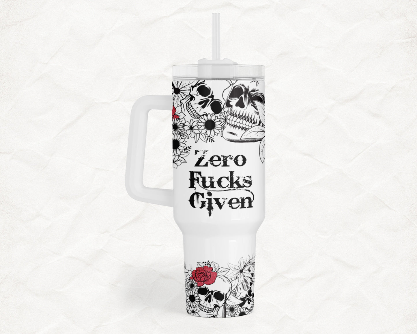 Zero Fucks Given 40oz Everyday Insulated Tumbler with Straw – Durable, Spill-Resistant Travel Cup