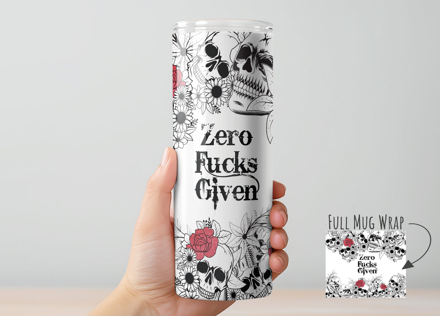Zero Fucks Given Tumbler, Insulated Tumbler with Lid & Metal Straw – 15oz, 20oz, 30oz – Hot and Cold Travel Mug