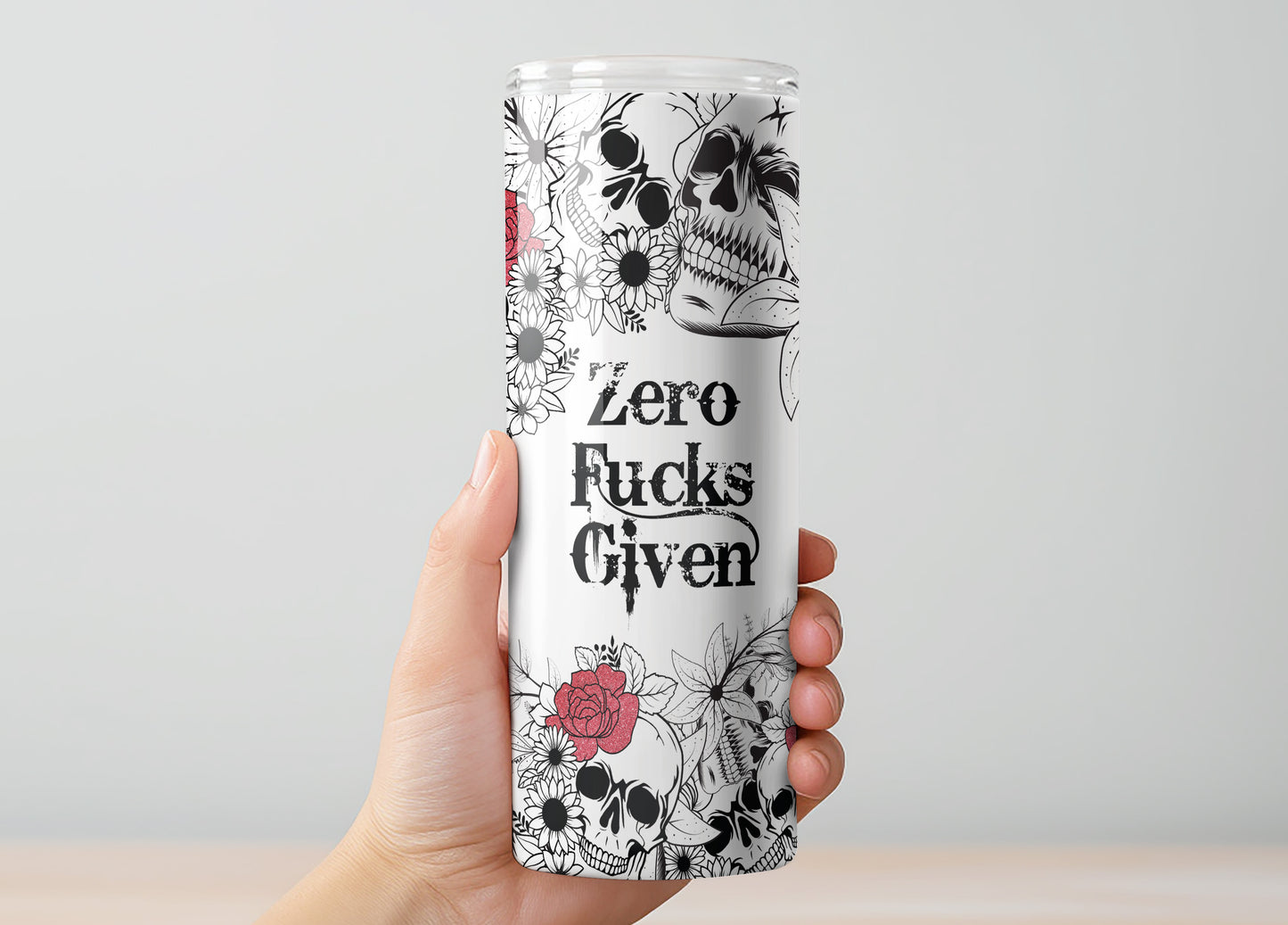 Zero Fucks Given Tumbler, Insulated Tumbler with Lid & Metal Straw – 15oz, 20oz, 30oz – Hot and Cold Travel Mug