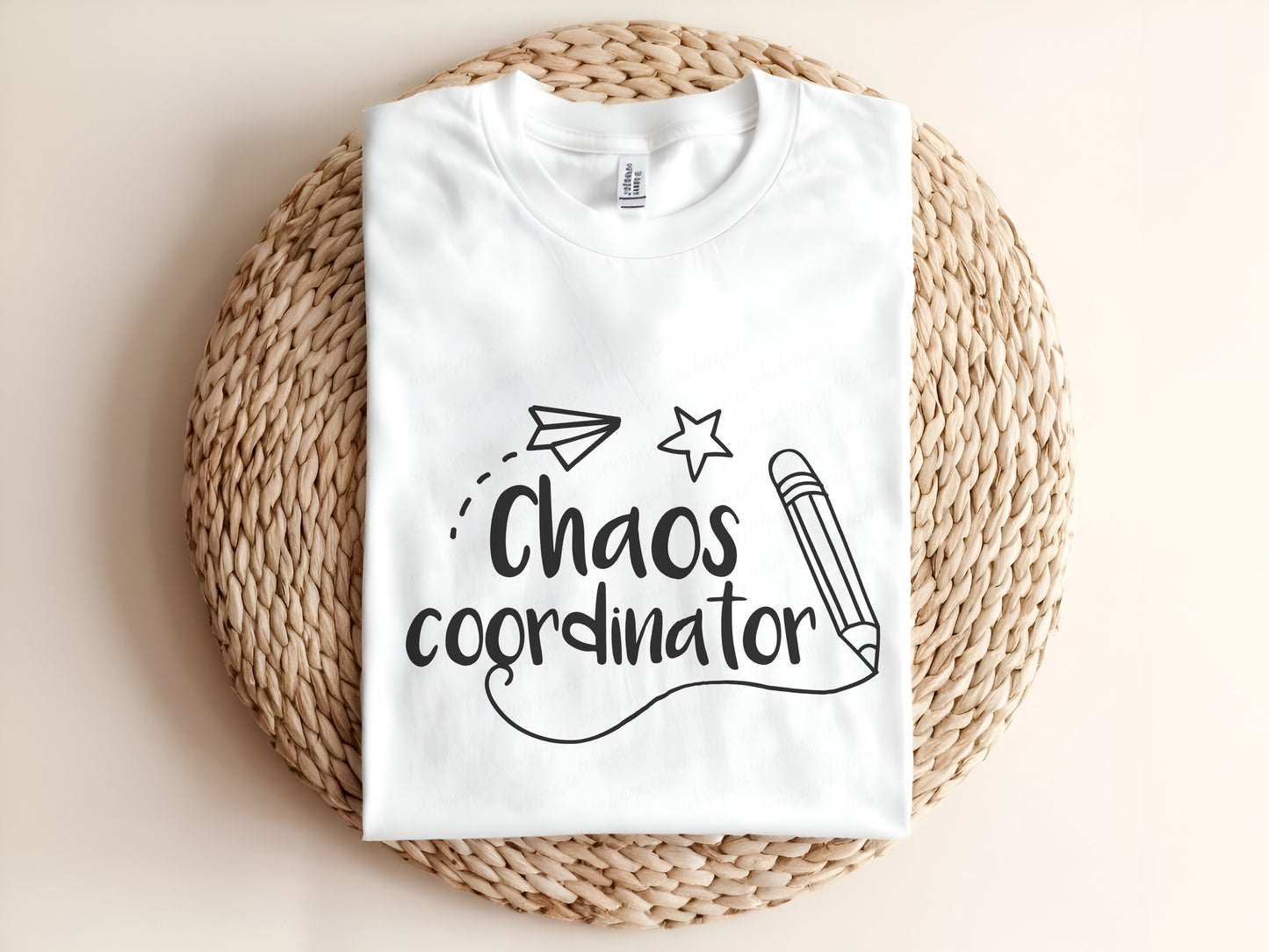 Adult graphic t-shirt featuring “Chaos Coordinator” slogan, funny unisex tee for busy moms.