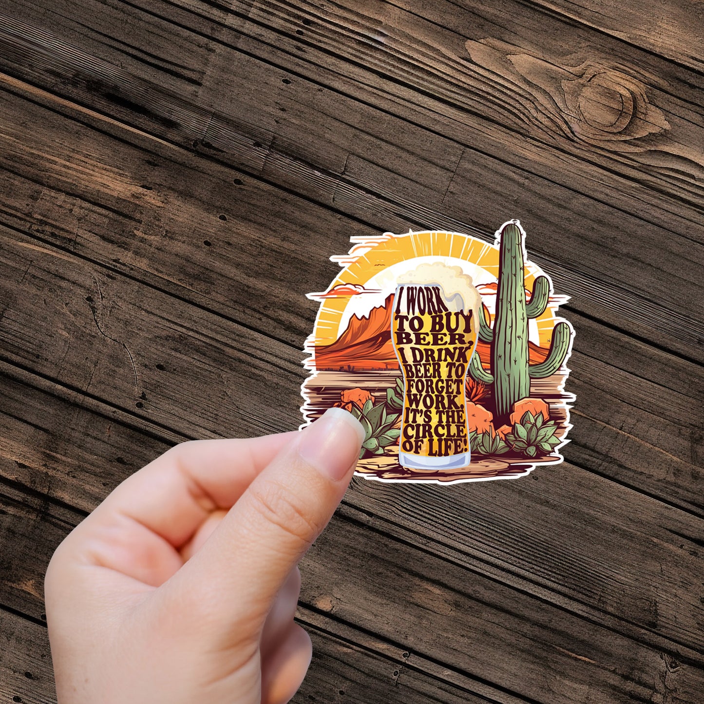 I WORK TO BUY BEER Sticker - Premium Vinyl Sticker - Weatherproof & Easy to Apply