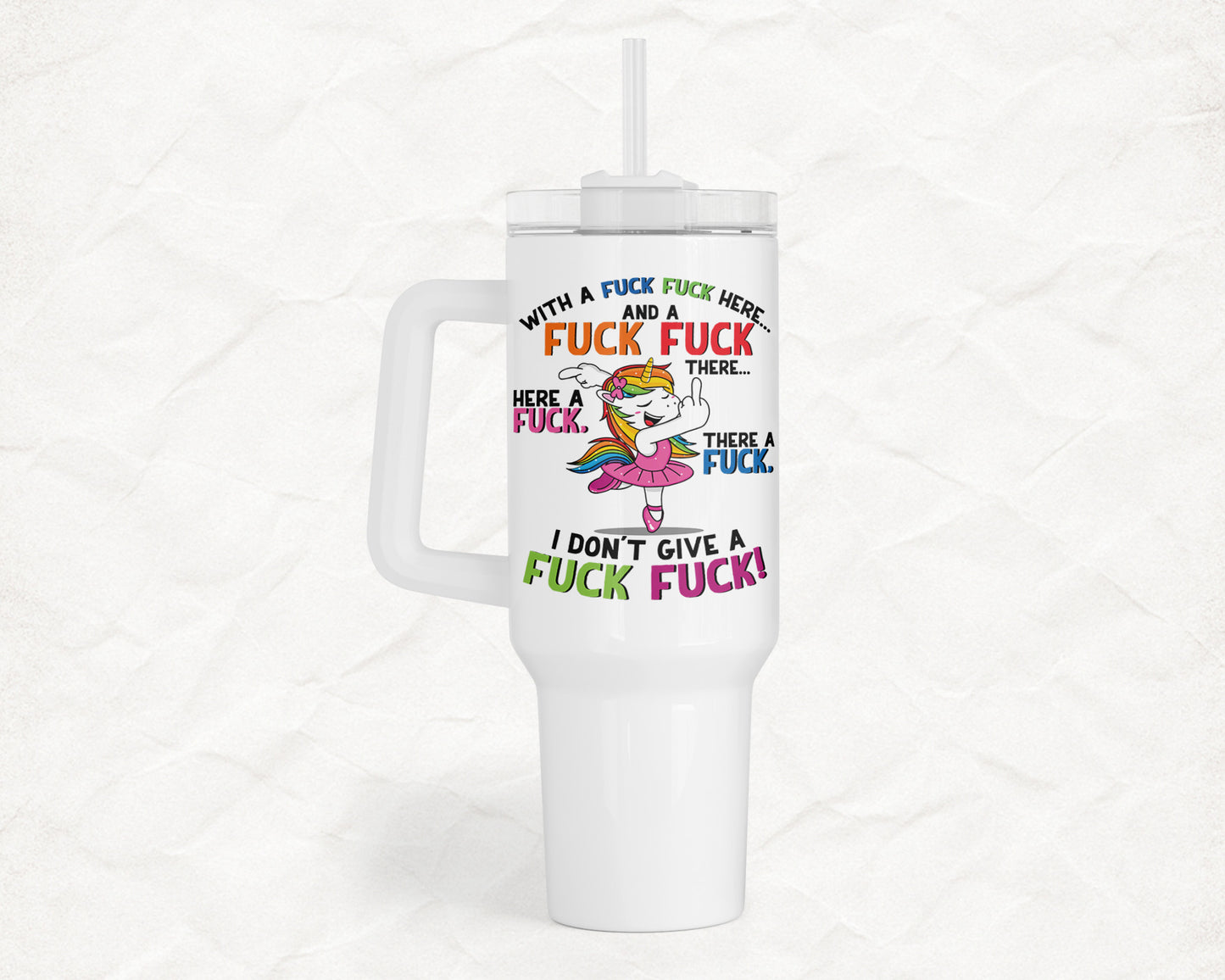 With a Fuck Fuck Here 40oz Everyday Insulated Tumbler with Straw – Durable, Spill-Resistant Travel Cup