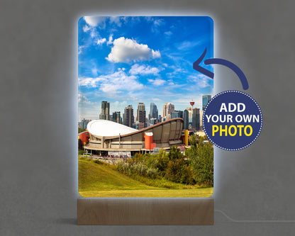 Custom Photo Acrylic Sign with USB Light Wood Base