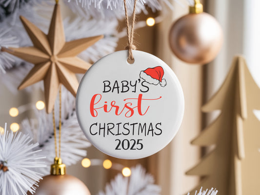 Baby's First Christmas Ceramic Round Ornament