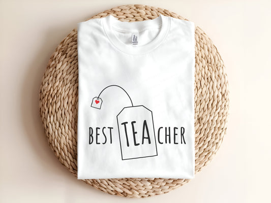 Adult graphic t-shirt featuring “Best Teacher” design, unisex tee perfect for teachers, classroom wear, or appreciation gifts.