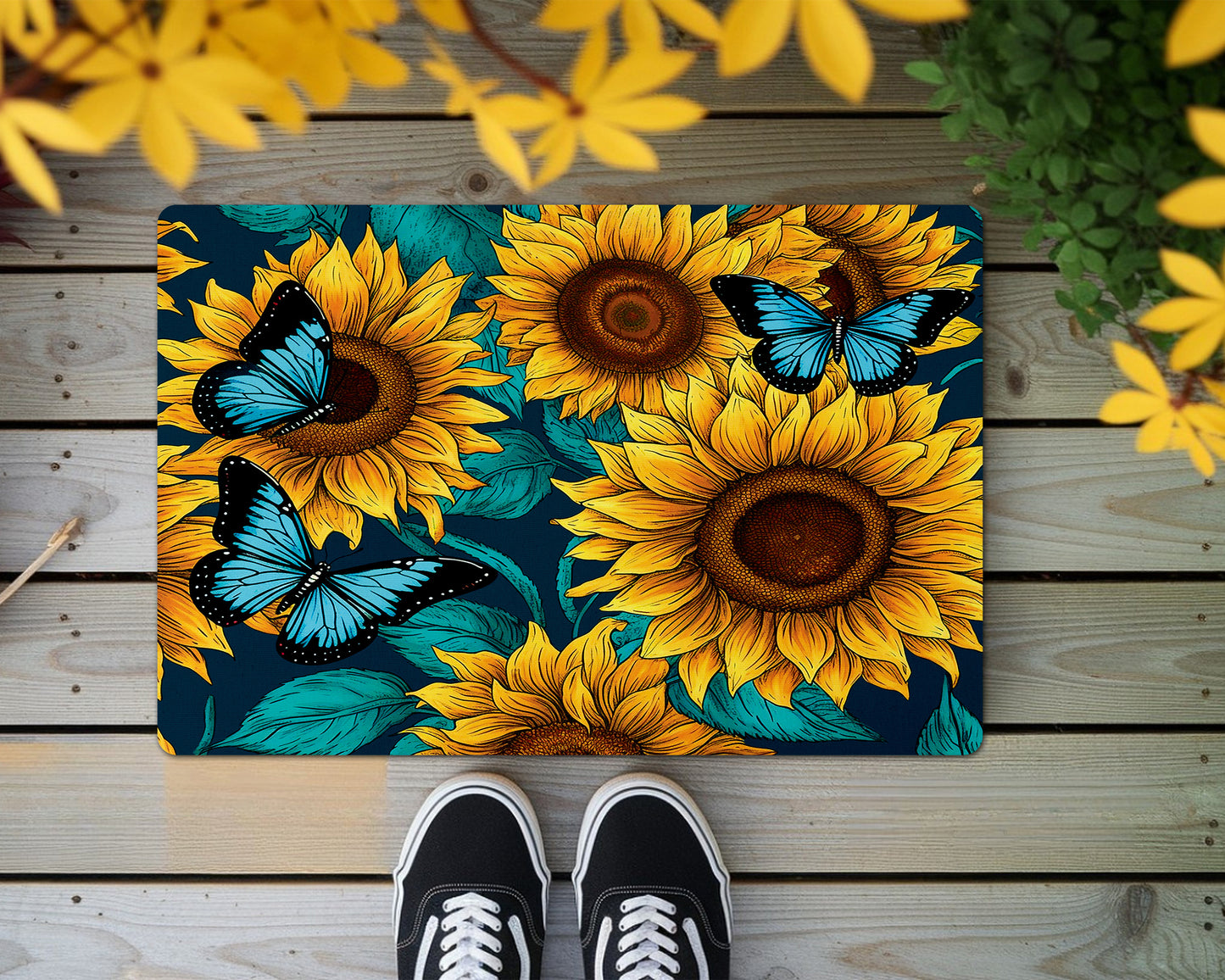 Butterfly Sunflower Doormat