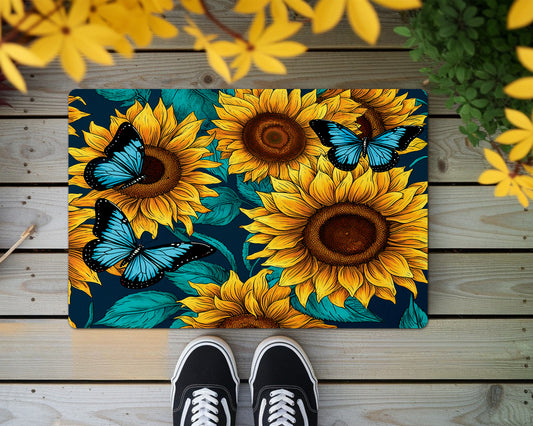 Butterfly Sunflower Doormat