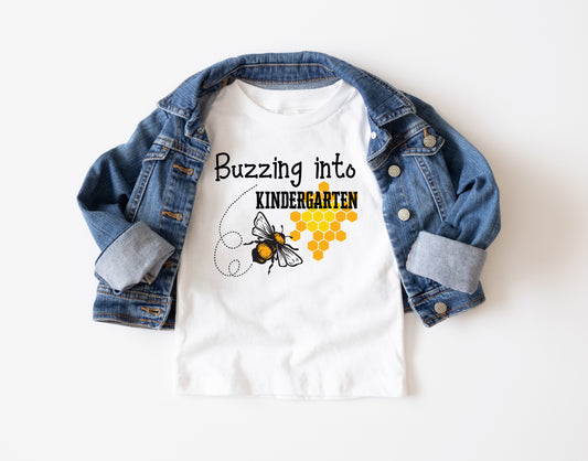 Buzzing into Kindergarten Trendy Youth T-Shirt , Custom Graphic Tee for Kids, Soft & Stylish