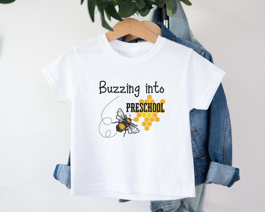 Buzzing into Preschool, Adorable Toddler Shirt – Fun Graphic Kids Tee, Cute Gift Idea, Adorable Toddler Clothes for Boys or Girls