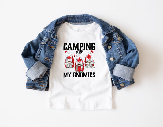 Camping with my Gnomies Trendy Youth T-Shirt , Custom Graphic Tee for Kids, Soft & Stylish