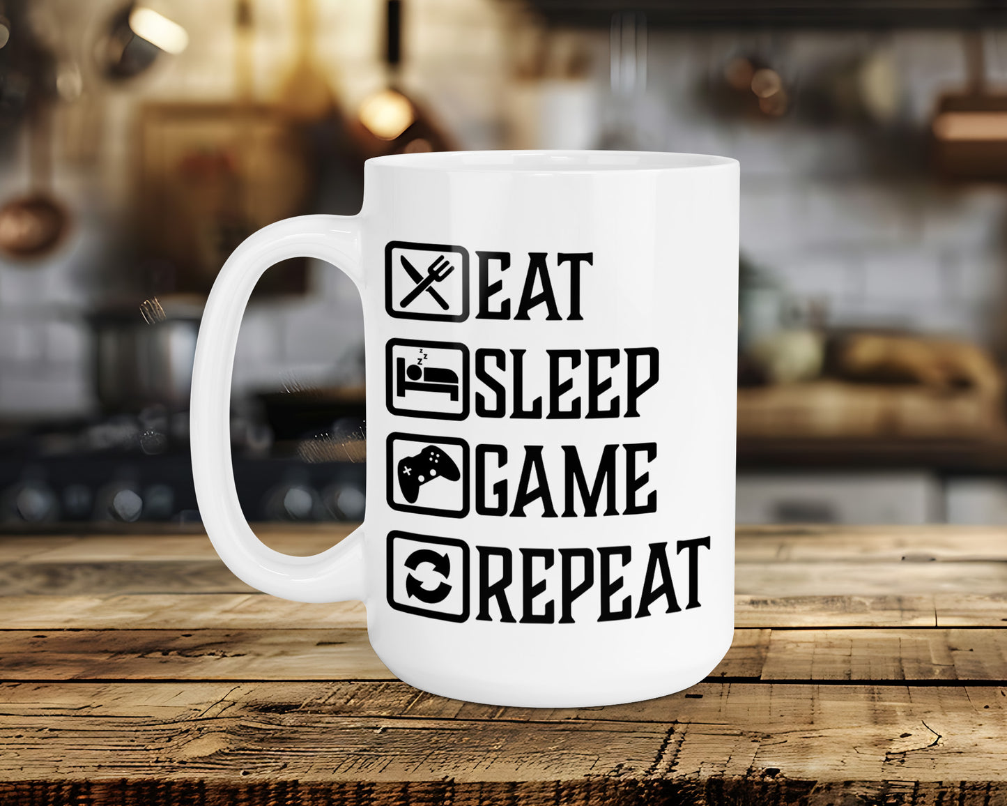 EAT SLEEP GAME REPEAT Classic Ceramic Mug