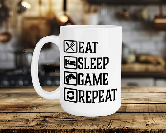 EAT SLEEP GAME REPEAT Classic Ceramic Mug