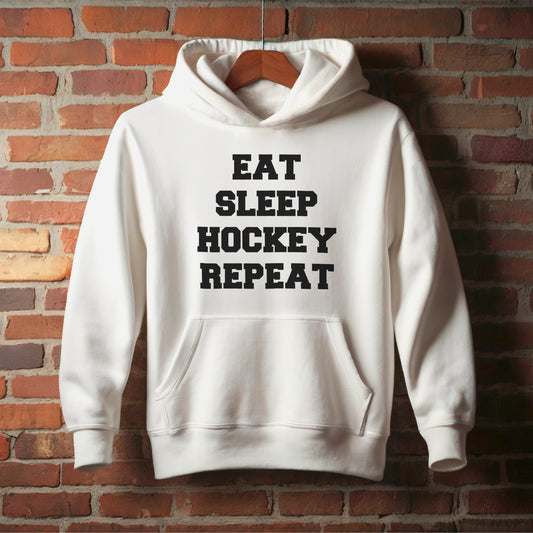 Eat Sleep Hockey Repeat, Soft, Stylish, and Built to Move – Youth Sweatshirts & Hoodies