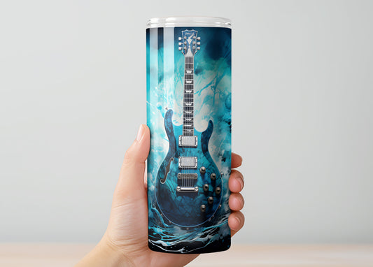 Electric Guitar Tumbler, Insulated Tumbler with Lid & Metal Straw – 15oz, 20oz, 30oz – Hot and Cold Travel Mug