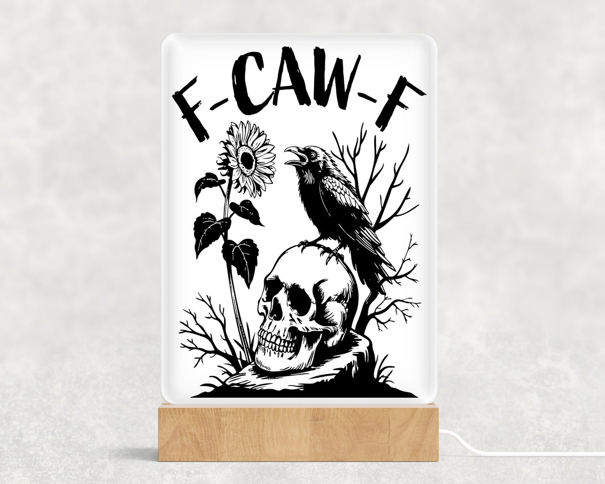 F CAW F Acrylic with Wood Base & USB LIght Sign
