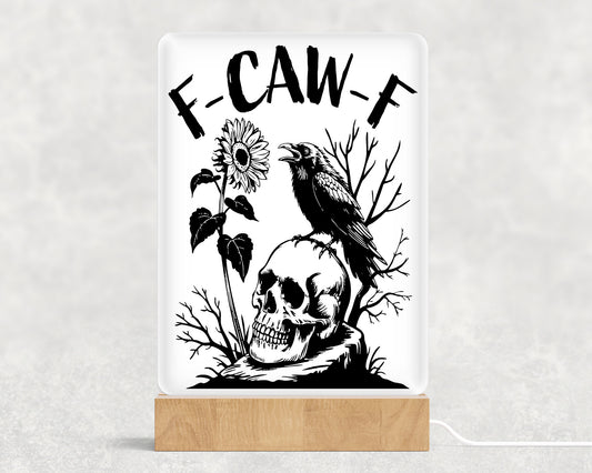 F CAW F Acrylic with Wood Base & USB LIght Sign