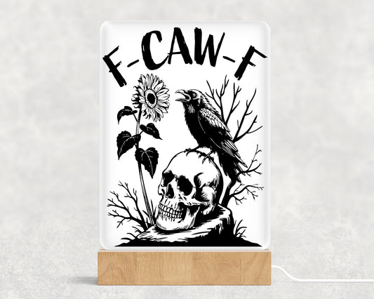 F CAW F Acrylic with Wood Base & USB Light Sign