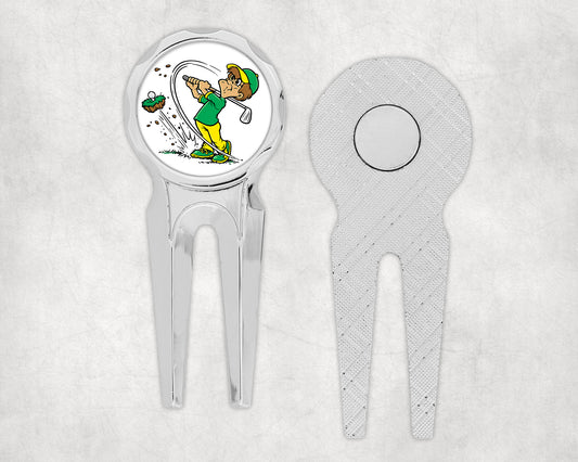 Funny Cartoon Golfer Divot Tool