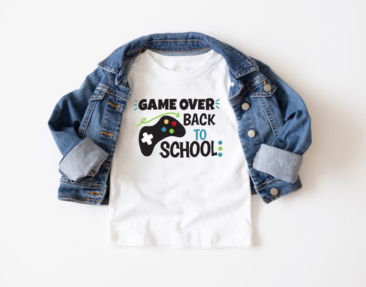 Game Over Back to School Trendy Youth T-Shirt , Custom Graphic Tee for Kids, Soft & Stylish