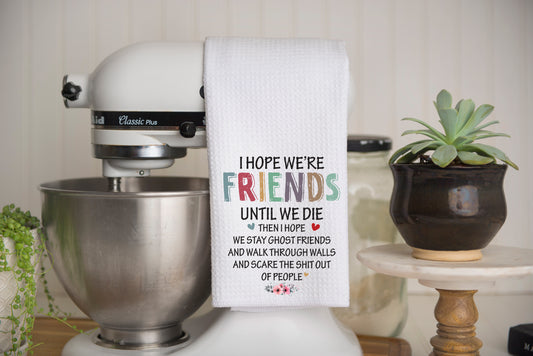 Ghost Friends Waffle Weave Kitchen Tea Towel – Soft, Absorbent &amp; Stylish