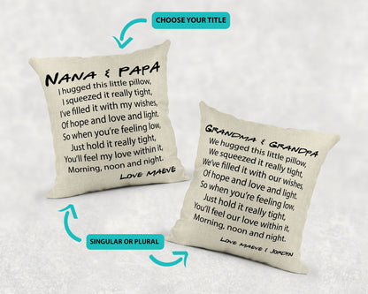 We hugged this little pillow Throw Pillow