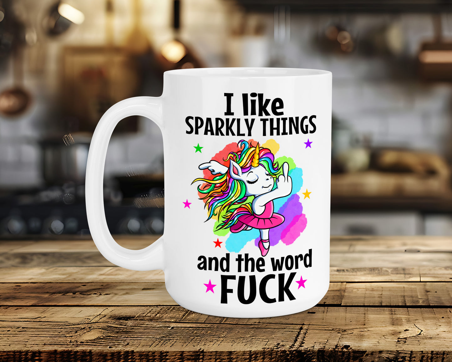 I like SPARKLY THINGS and the word FUCK Classic Ceramic Mug