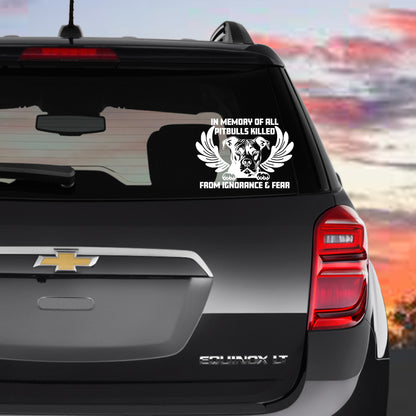 In Memory of all Pitbulls Killed Vinyl Decal