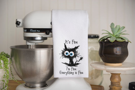 It's Fine I'm Fine Everything is Fine Waffle Weave Kitchen Tea Towel – Soft, Absorbent &amp; Stylish