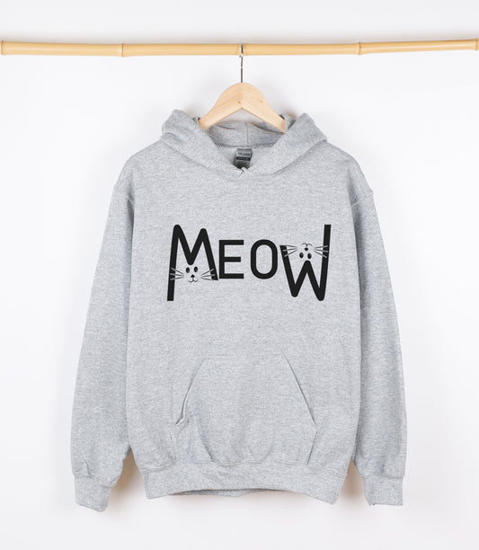 MEOW Sweatshirt, Crewdie, Hoodie, Full Zip-Up Hoodie