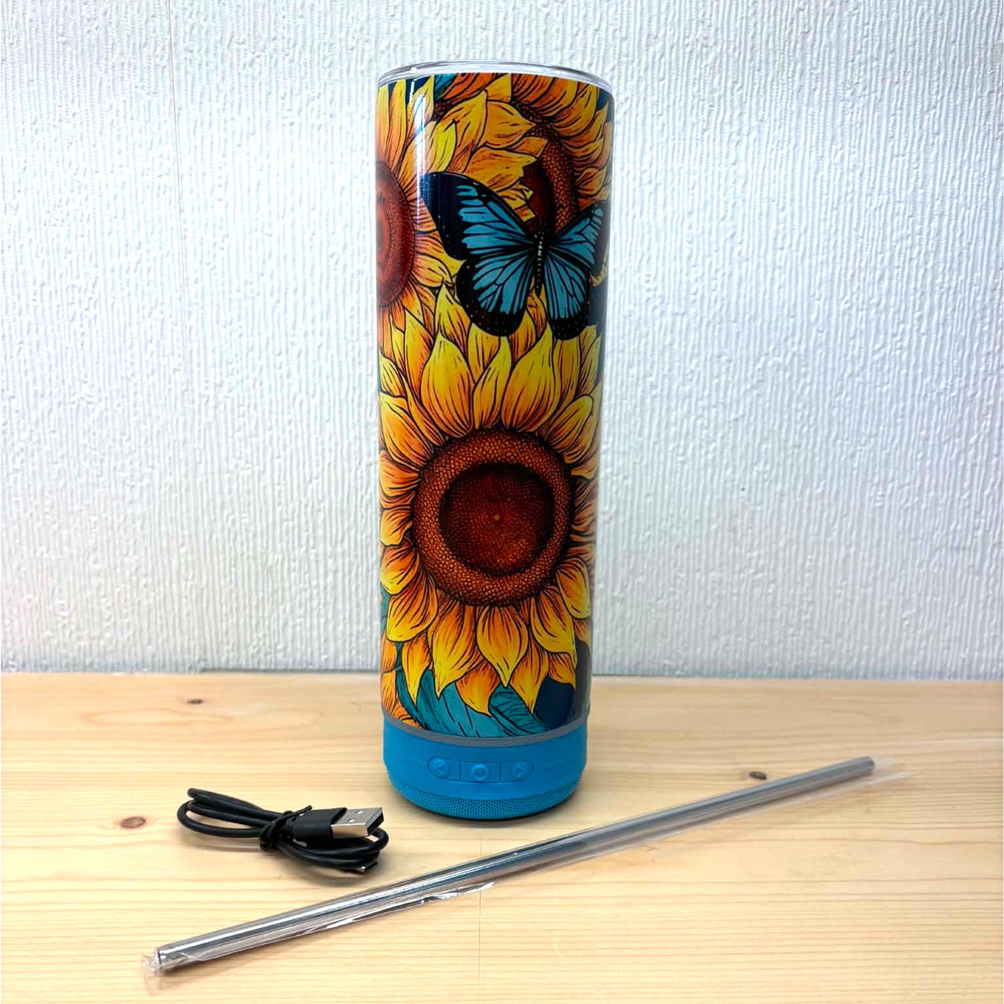 PERFECTLY imperfect Butterfly Sunflowers Bluetooth 20oz Tumbler