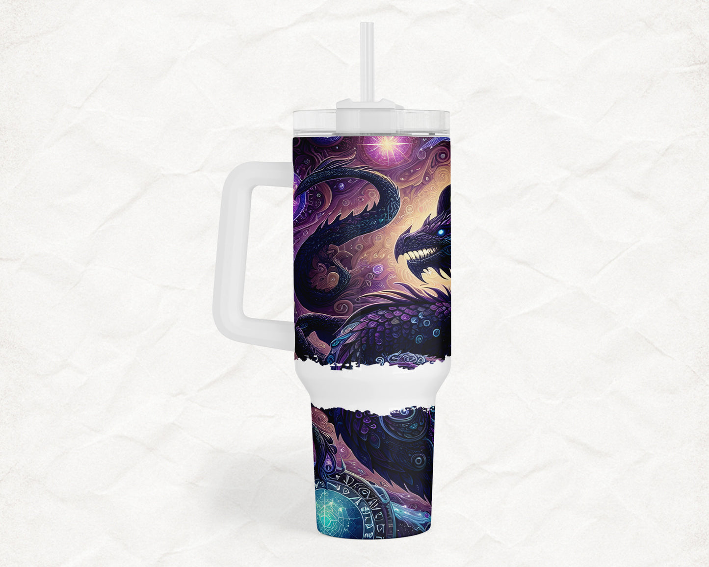 Purple Crystal Dragon 40oz Everyday Insulated Tumbler with Straw – Durable, Spill-Resistant Travel Cup