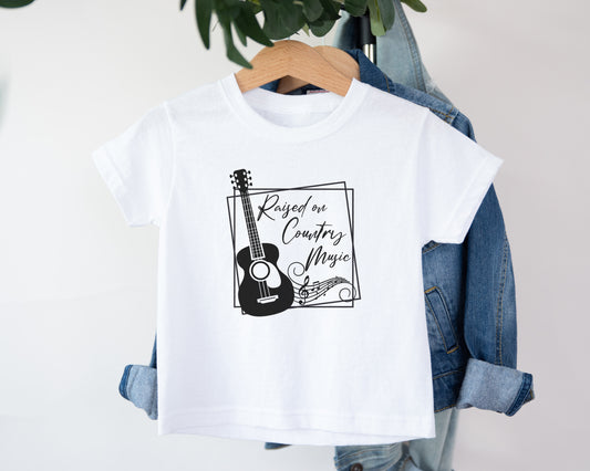 Raised on Country Music, Adorable Toddler Shirt – Fun Graphic Kids Tee, Cute Gift Idea, Adorable Toddler Clothes for Boys or Girls
