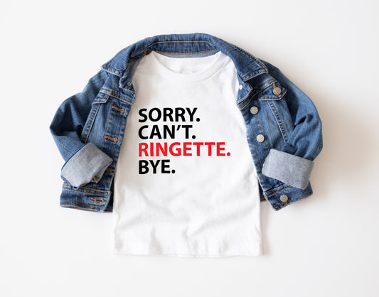Sorry Can't Ringette Bye Trendy Youth T-Shirt , Custom Graphic Tee for Kids, Soft & Stylish