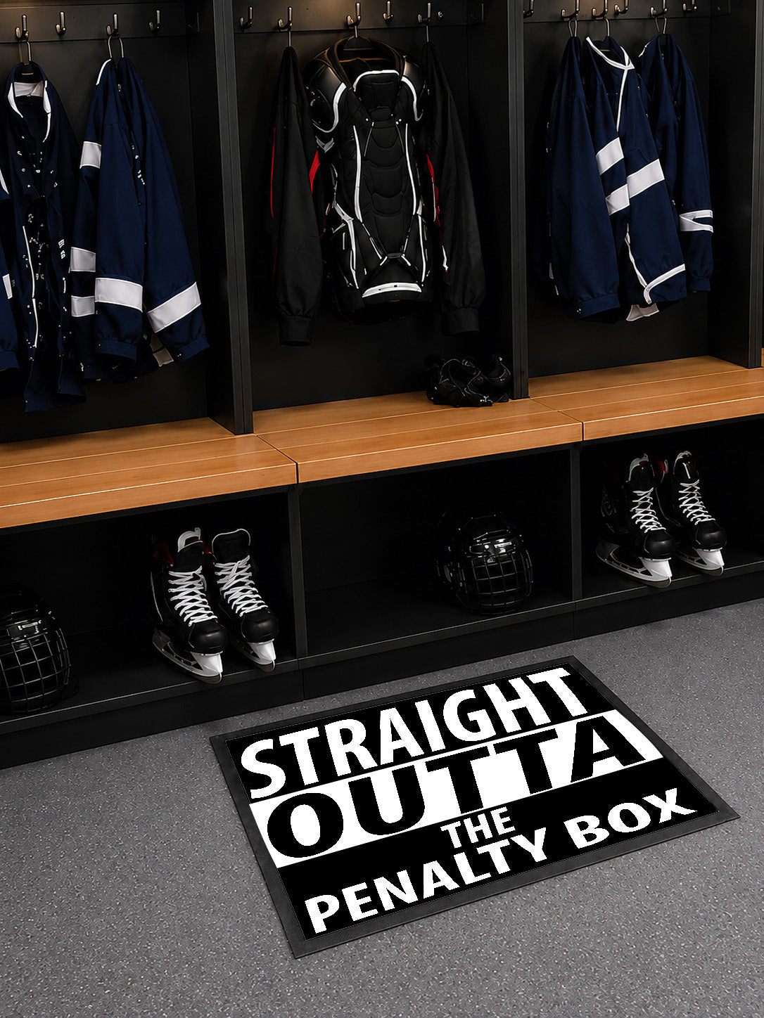 Straight Outta the Penalty Box Skate Mat – Personalized Non-Slip Gear for the Rink & Locker Room