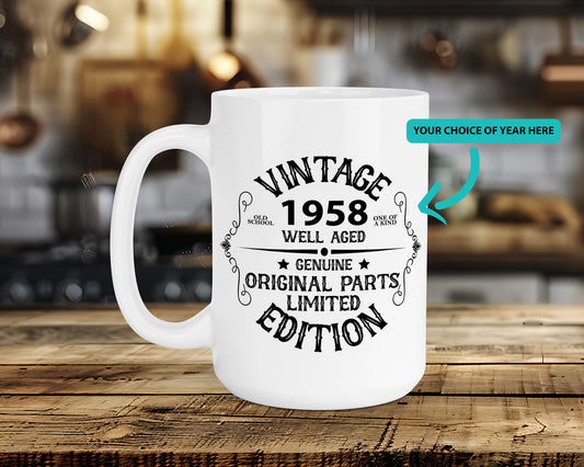 VINTAGE <CHOOSE A YEAR> ORIGINAL PARTS LIMITED EDITION Classic Ceramic Mug