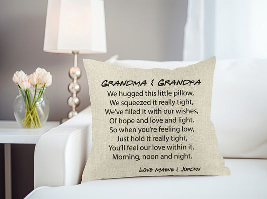 We hugged this little pillow Throw Pillow